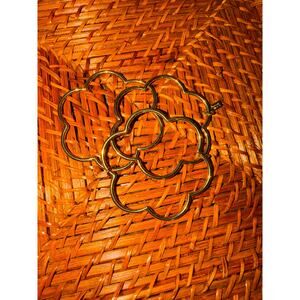 Kate Spade Flower Triple Bangle Linked Bracelet Gold Tone for Stacked Look GUC